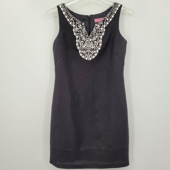 Eliza J Black Linen Blend Sleeveless Sheath Dress - Picture 1 of 8